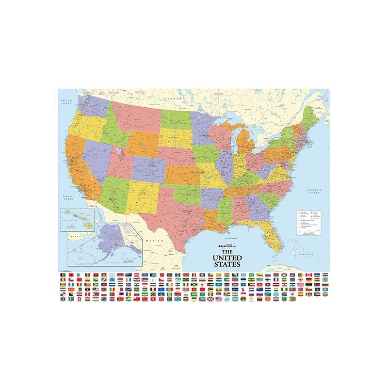 59*42cm mapa do estado dos estados unidos lona decorativa pintura da parede arte cartaz e cópias sala de estar decoração casa sala de aula suprimentos