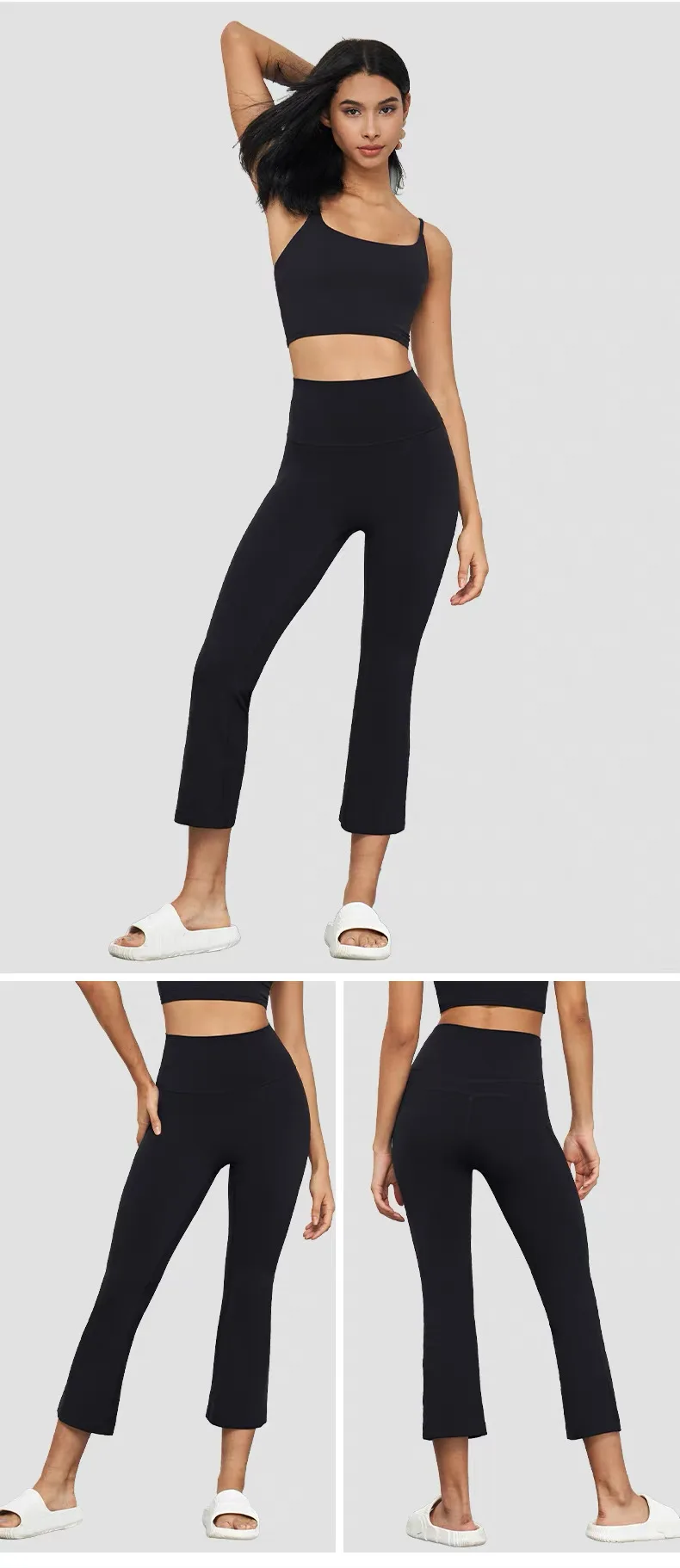 Damen-Capri-Leggings mit hoher Taille und formendem Hüftbereich, Second-Skin-Schnelltrocknende 4-Wege-Stretch-Yoga-Hose für Pilates, Fitnessstudio und Alltag – Detail 7