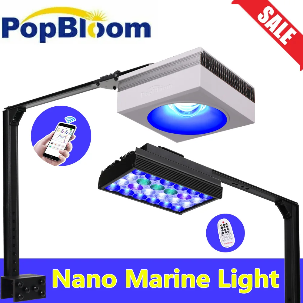 

PopBloom-Saltwater LED Aquarium Lighting Marine Aquarium Lamp for Seawater Reef Grow Fish Tanks,40-60cm,24Hrs Cycle Run