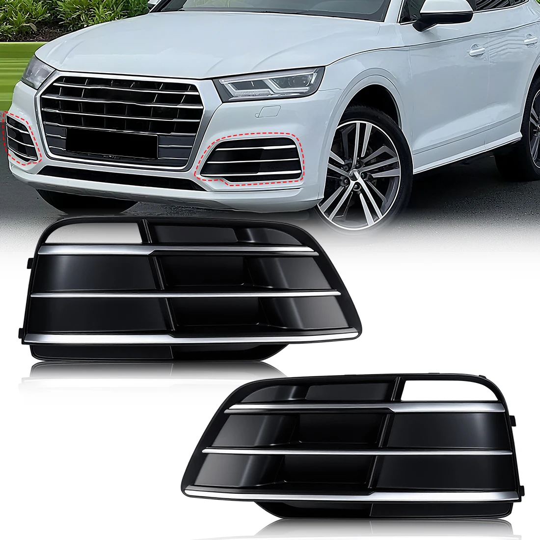 

Fog Light Grille For Audi Q5 S-line Q5 Sport 2018-2022 Front Bumper Fog Light Cover Accessories 80A807679H 80A807679M