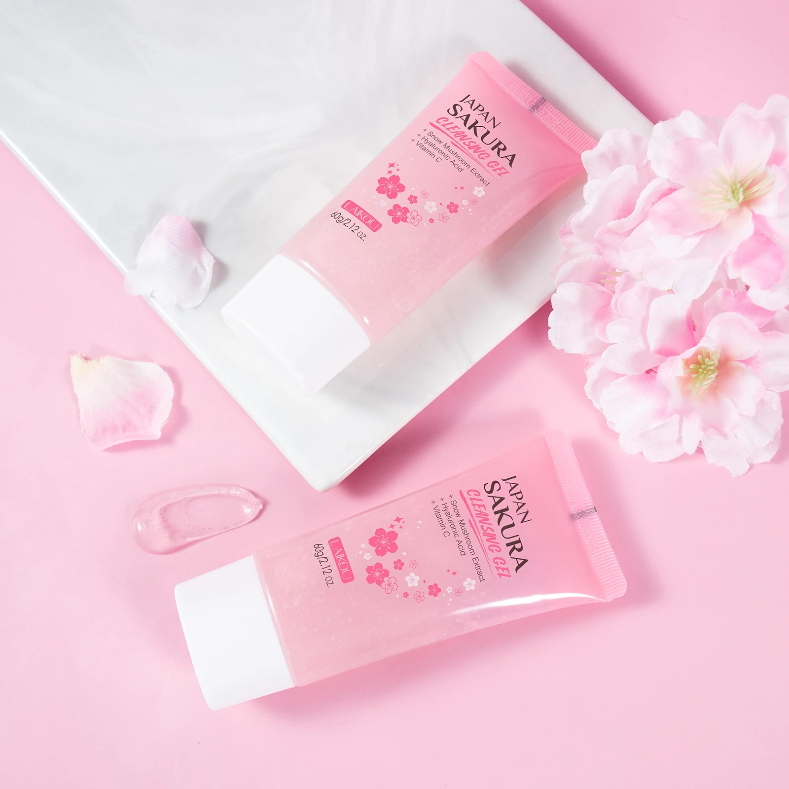 LAIKOU Japan Sakura Cleansing Gel 60g Pore Cleansing Moisturizing Smoothing Gentle Facial Cleanser