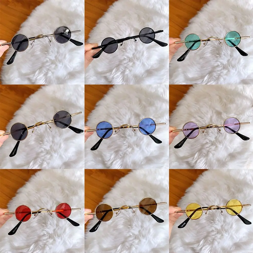 Ins Fashion Metal Frame Small Round Sunglasses Candy Color UV400 Mini Sunglasses Punk Sun Glasses Outdoor