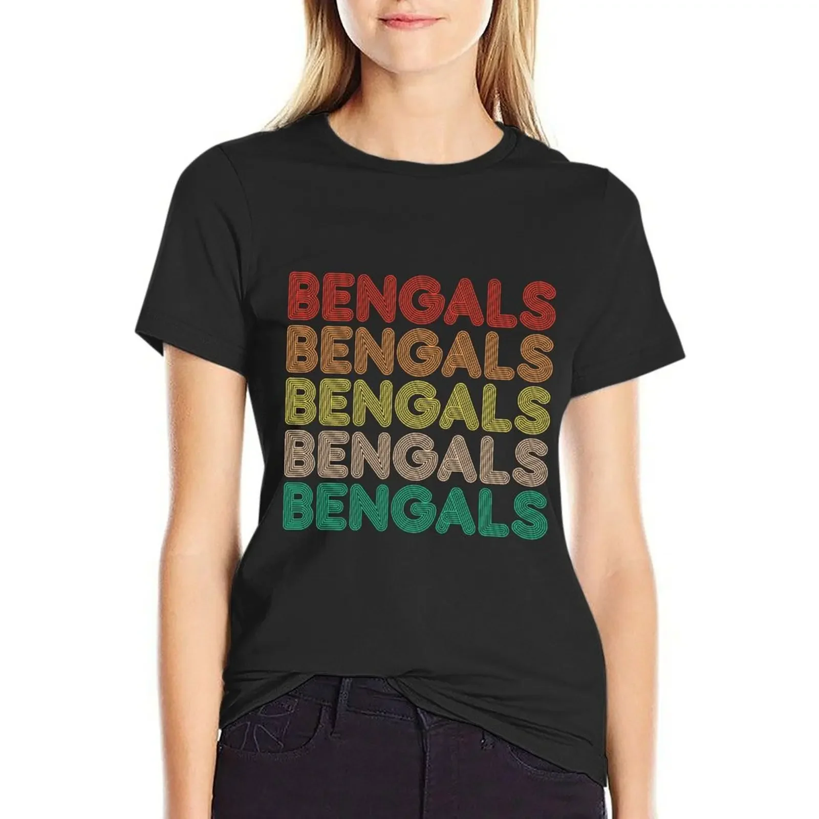

retro vintage bengals T-Shirt summer top vintage clothes blanks animal prinfor graphic t-shirts for Women