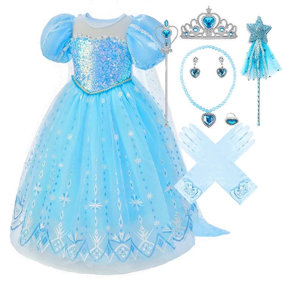 

Детское платье Золушки, детский костюм для косплея, рождественский тюль, маскировка, костюм принцессы с оборками для девочек, одежда Эльзы на день рождения