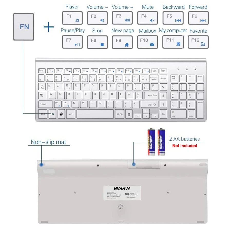 Imagem -05 - Azerty-conjunto de Teclado e Mouse sem Fio Ultra Fino Layout Francês Mouse 2.4g Silencioso Compacto para pc Laptop Janelas