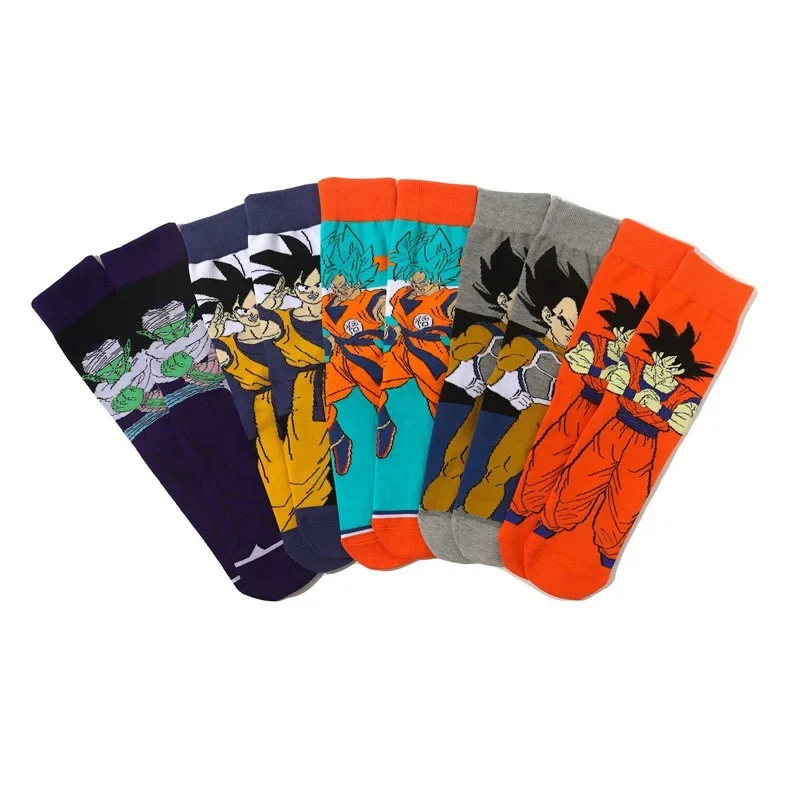 Dragon Ball Son Goku Anime Socks Men Cartoon Hip Hop Print Skateboard Socks Personality Casual Cotton Long Sock