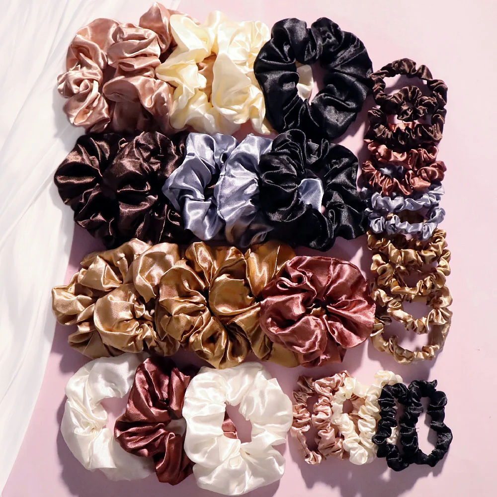 Silk-Like Women Hair Ties Elastic Hair Scrunchies Ponytail Holders Rubber Band For Women Hair Ropes Set Fashion Hair Accessories