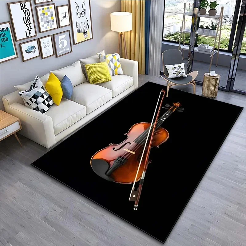 

Musical Instrument Violin Pattern Carpets Living Room Bedroom Bedside Bathroom Floor Mat Area Rug Cloakroom Decor Maison Carpet