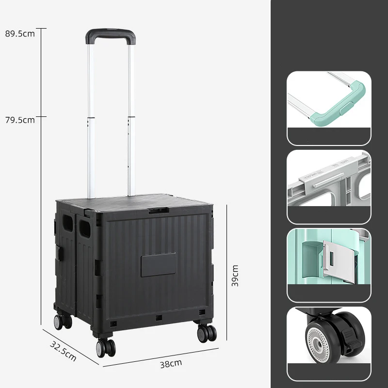 Imagem -06 - Folding Mercearia Carrinho de Compras com Escada Escalada Rodas Caixa de Armazenamento Portátil Pull Rod Driver Home Use Market