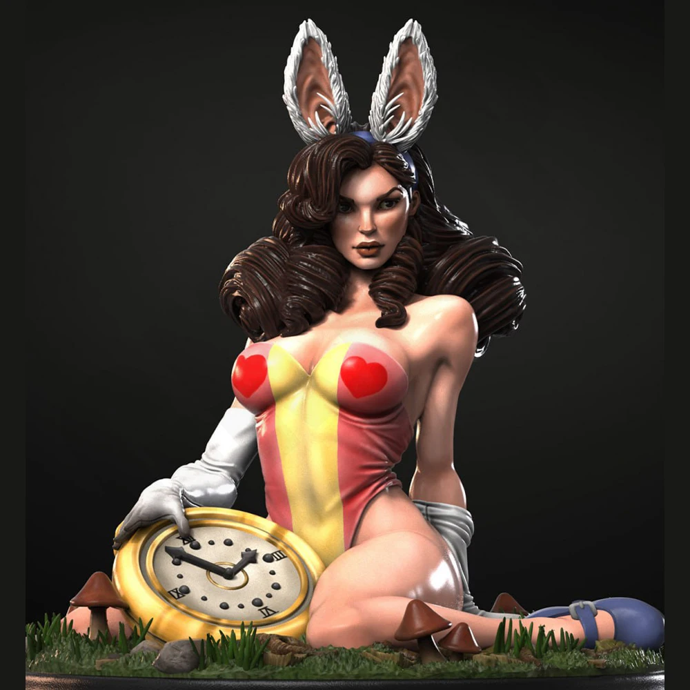 

1/24 Resin Figure Model Kit Belle Pinup White Rabbit Sexy Girl Doll Diorama Unassembled Unpainted Doll 3D Print DIY Statue Toys