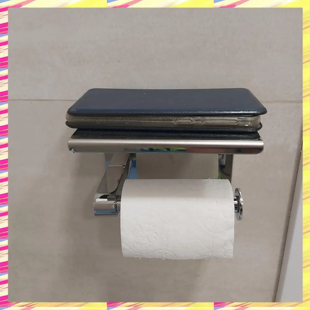 

ABJJ SUS 304 Stainless Steel Toilet Paper Holder With Phone Shelf, Bathroom Tissue Holder Toilet Paper Roll Holder