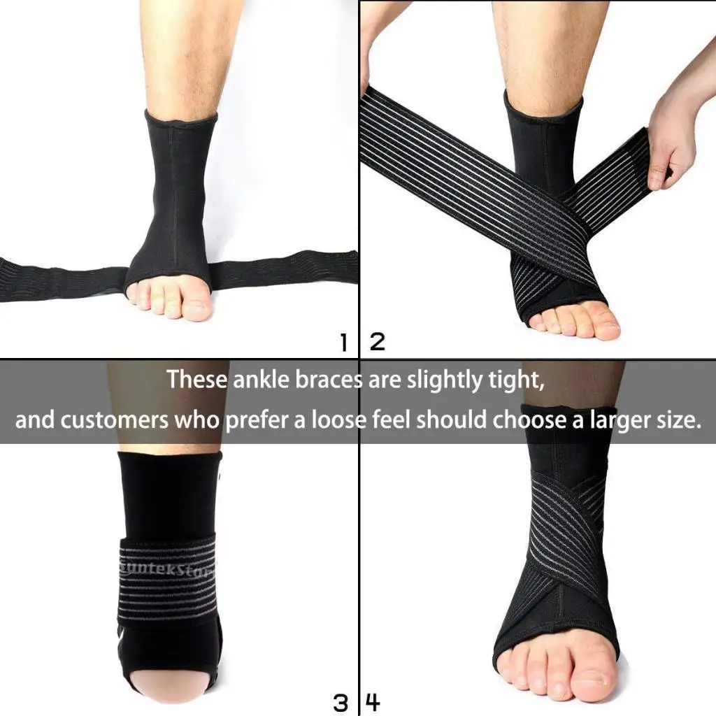 قطعة واحدة من دعامة الكاحل، كم ضاغط مثبت الكاحل مع أشرطة، للكرة الطائرة، كرة القدم، كرة السلة، للإصابة