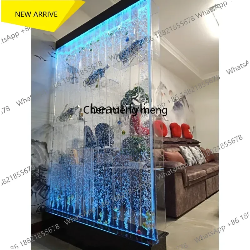 

ss newLarge Bubble Screen Wine Cabinet Water Curtain Wall Hallway Background Partition Decoration Living Room Flow Bath Curtain