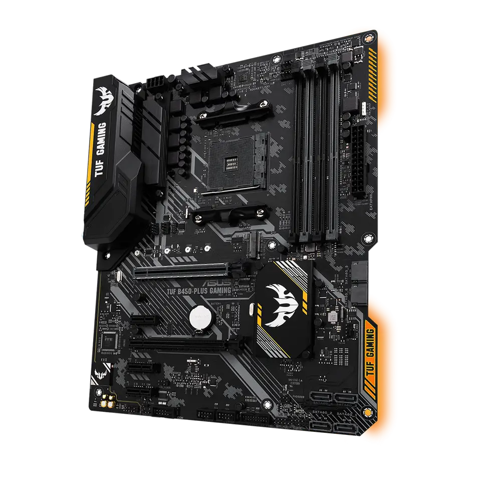لوحة أم ASUS TUF B450-PLUS GAMING B450 بمقبس AM4 وذاكرة DDR4 بسعة 128 جيجابايت تدعم معالجات Ryzen 5 5600 و5500 PRO و1200 و3600 و1600 وM.2 ATX - 3