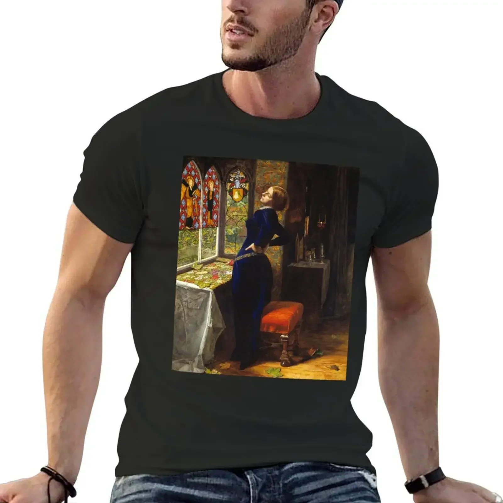 John Everett Millais - Mariana T-Shirt hippie clothes korean fashion sports fans quick drying mens clothing