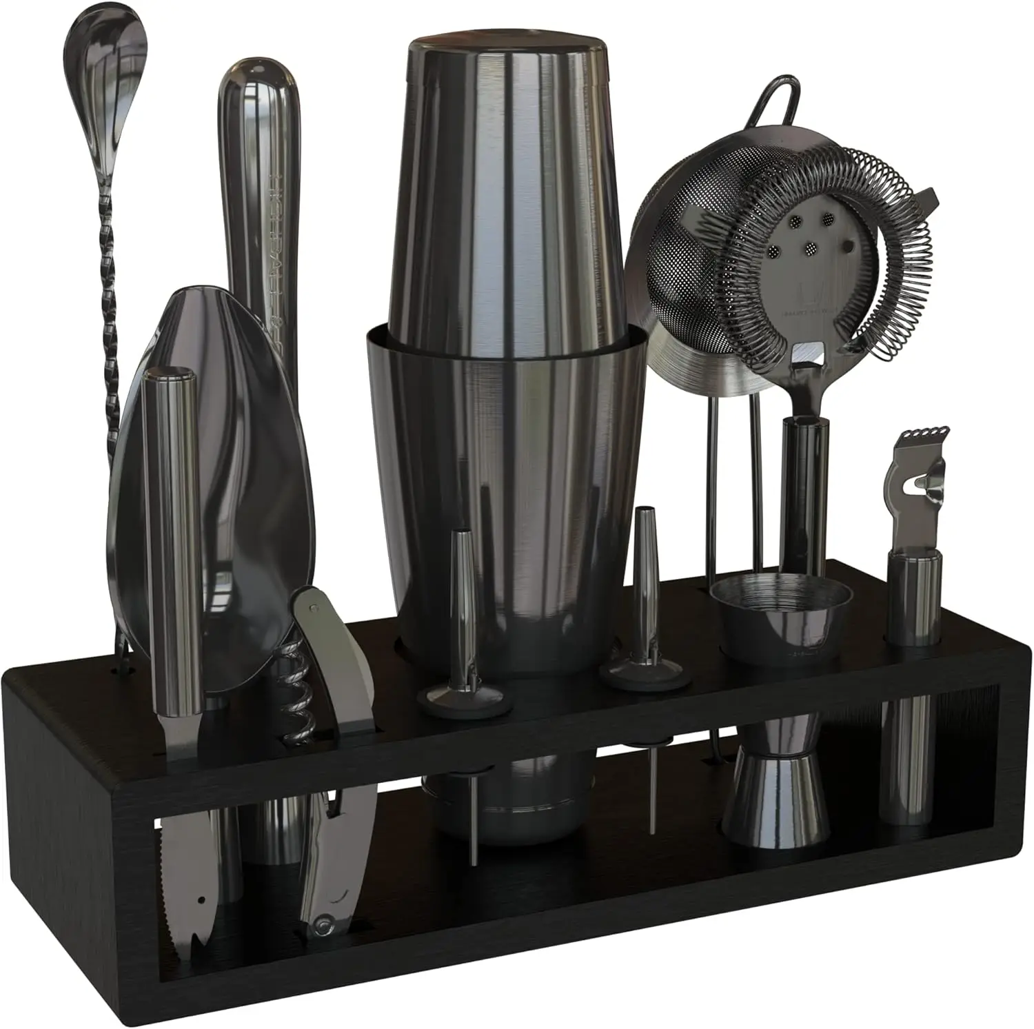 

Boston Cocktail Shaker Bar Set Gunmetal Plated Bartender Kit Cocktail Shaker Set Black Cocktail Kit with Mixology Barte