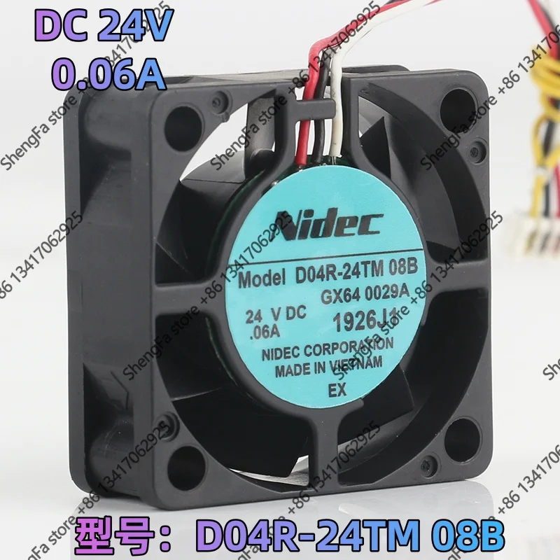 Cooling fan Nidec 4CM 4015 40X40X15MM Quiet small copier machine industrial computer D04R-24TM 08B DC 24V 0.06A