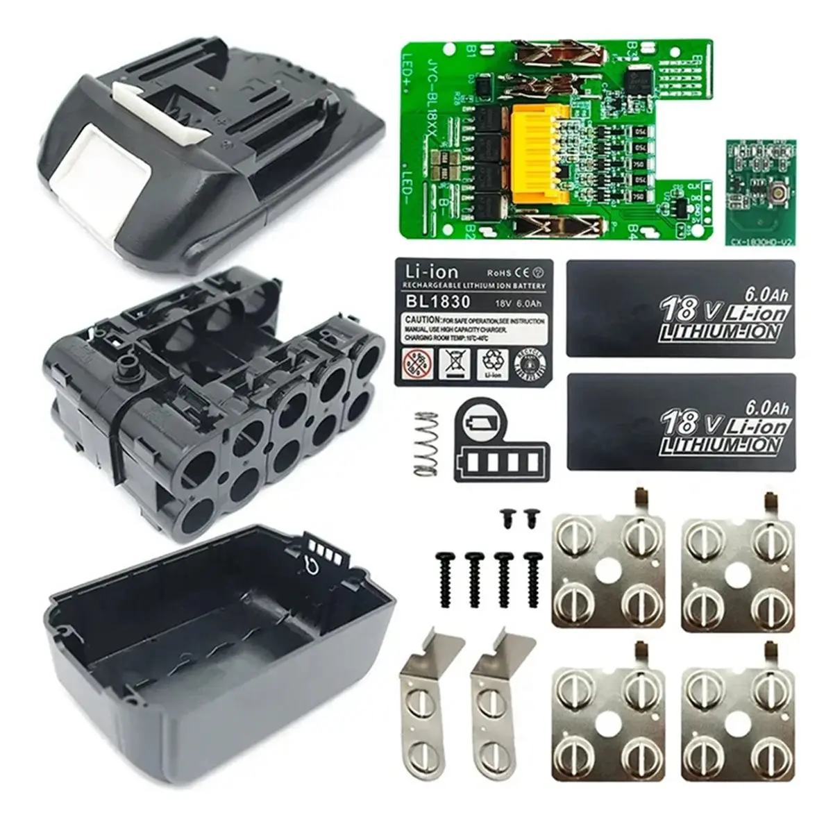

[Y67A] BL1830 Lithium Battery Case PCBA Balance Charging Protection Board Shell Box for 18V BL1860B LED Indicator