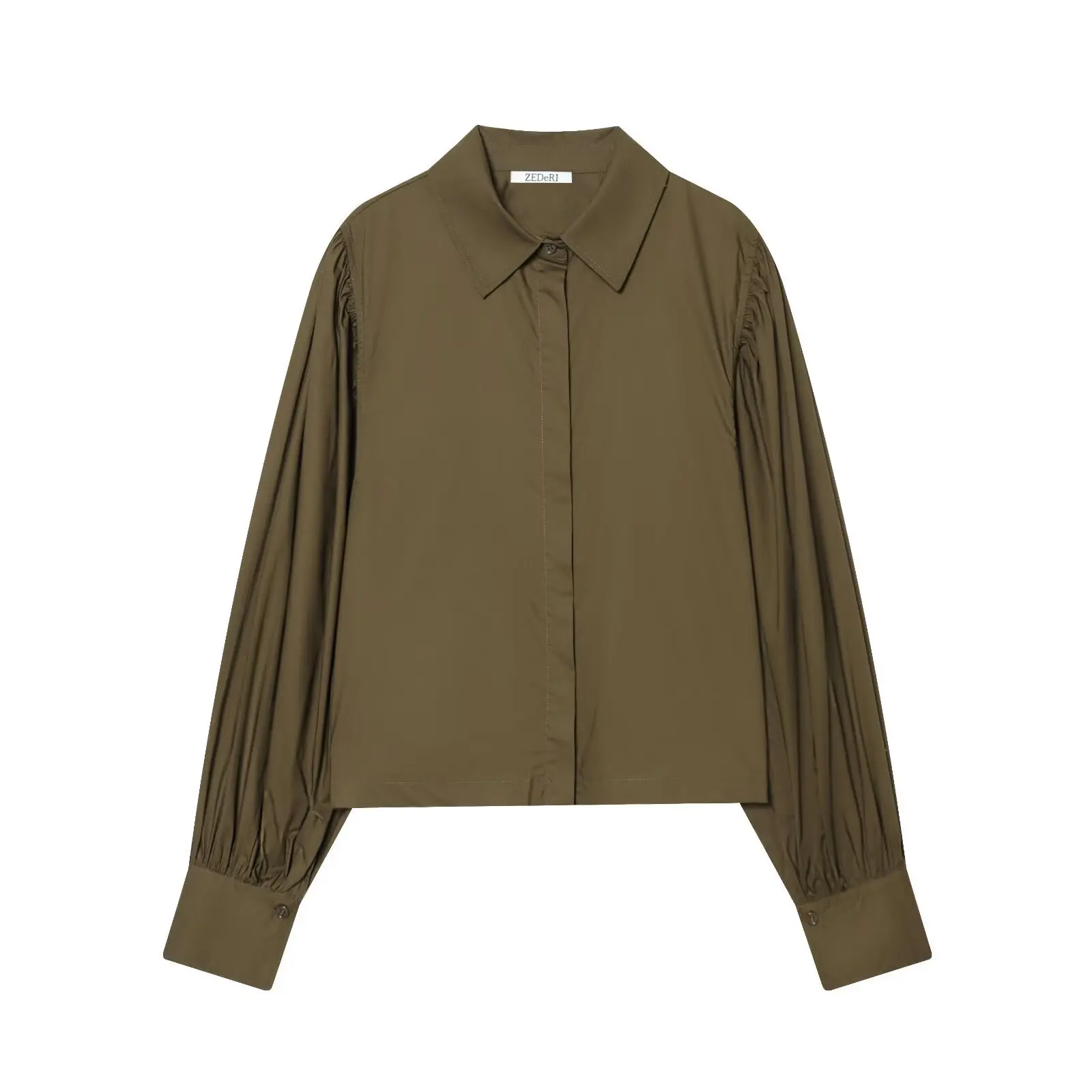 

Европейский и американский стиль 2025 года, новый зимний стиль, модная поплиновая рубашка с длинными пышными рукавами в европейском и американском стиле