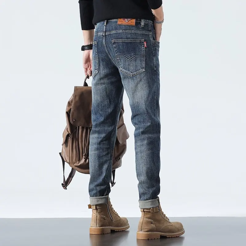 

Autumn High-End Jeans Men's Trendy Casual Stretch Straight-Leg Light Luxury Fashion Long Pants