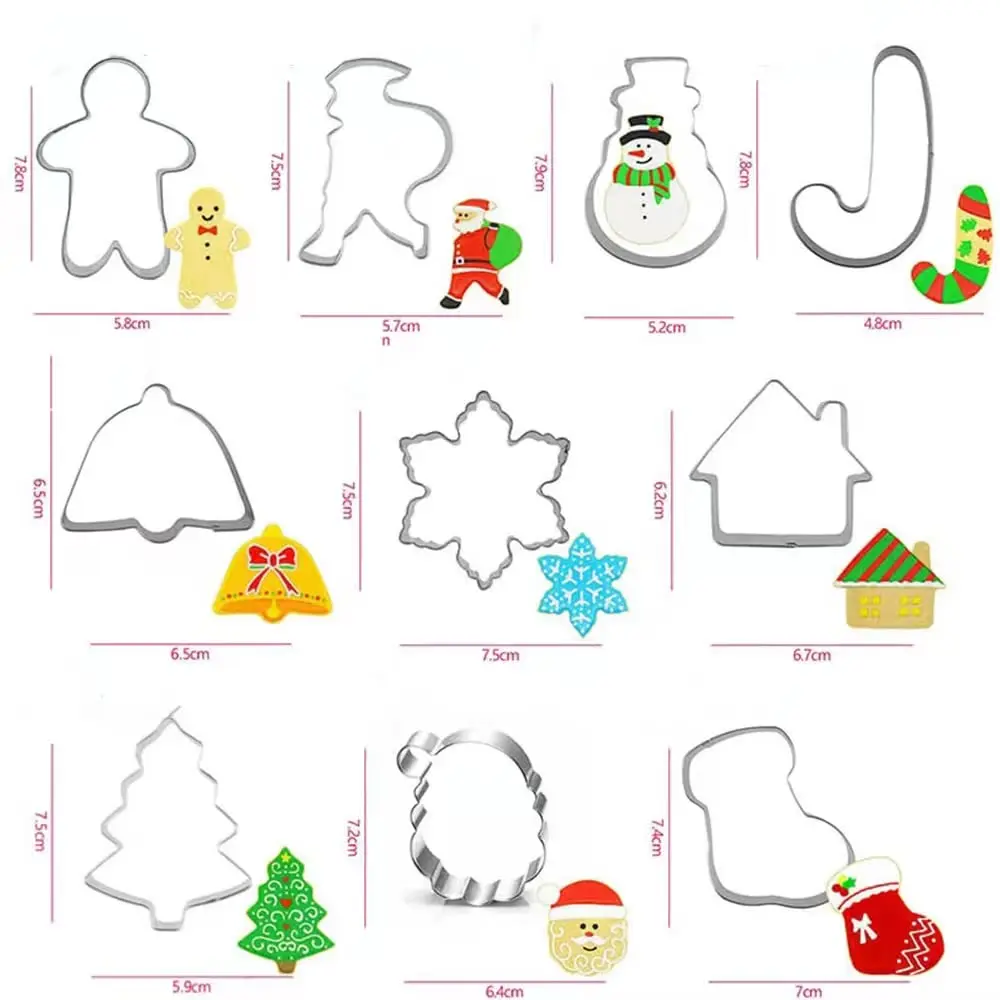 5PCS Multiple Shapes Christmas Cookie Cutters Set Stainless Steel DIY Biscuit Mold for Making Muffins Biscuits Christmas Tree