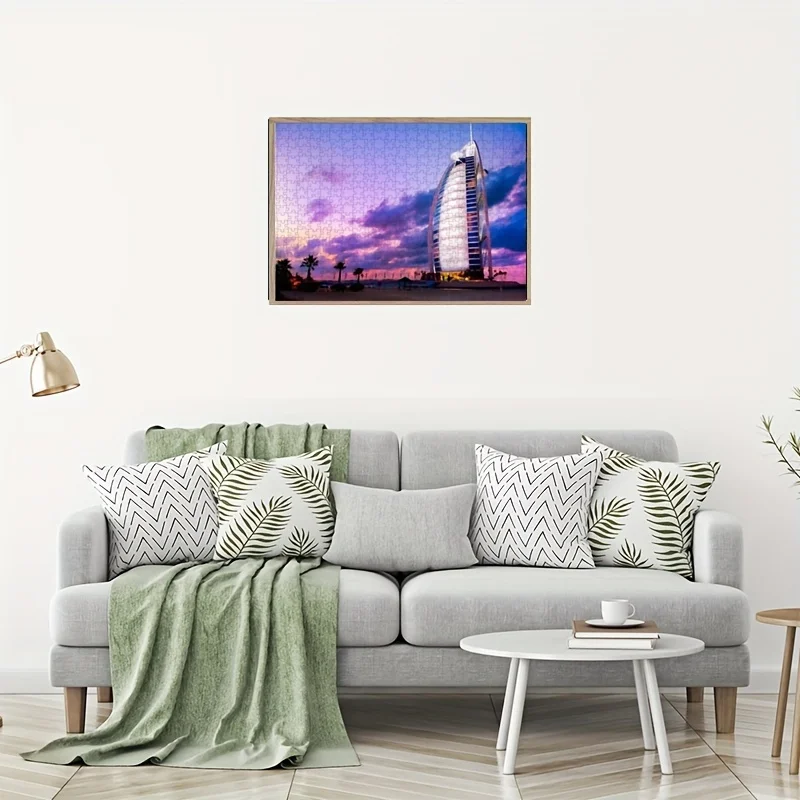 70*50 cm Erwachsene 1000 stücke Schwierig Puzzle Burj Al Arabischen Hotel Berühmte Landschaft Stress Reduzierung Spielzeug Dekorative Gemälde 14 +