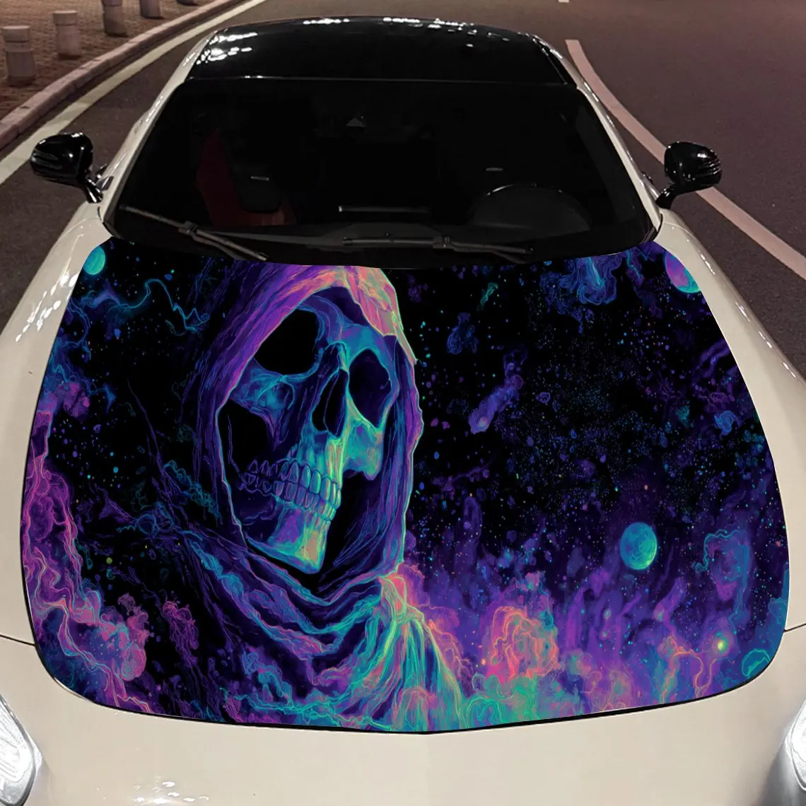

Celestial Cosmic Grim Reaper Auto Cover Sticker, Waterproof and Self-adhesive Auto Hood Decal, Auto Vinyl Wraps, Cool Car Exteri
