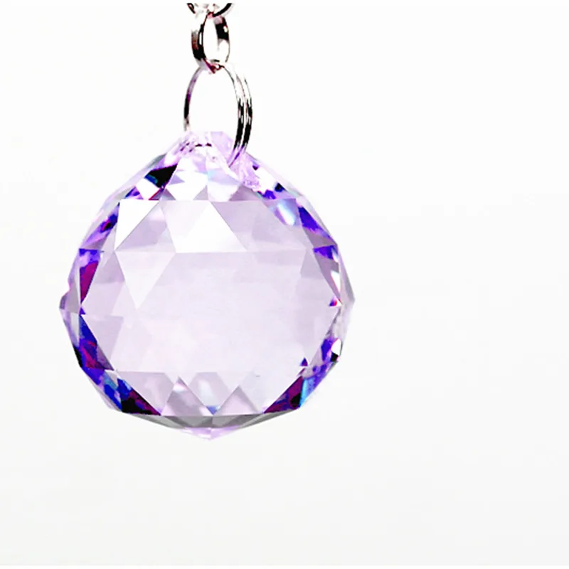 Top Quality Lilac 30mm Crystal Faceted Balls (Free rings) Glass Sparkle Chandelier Pendant Fengshui Sphere, Christmas Tree Decor