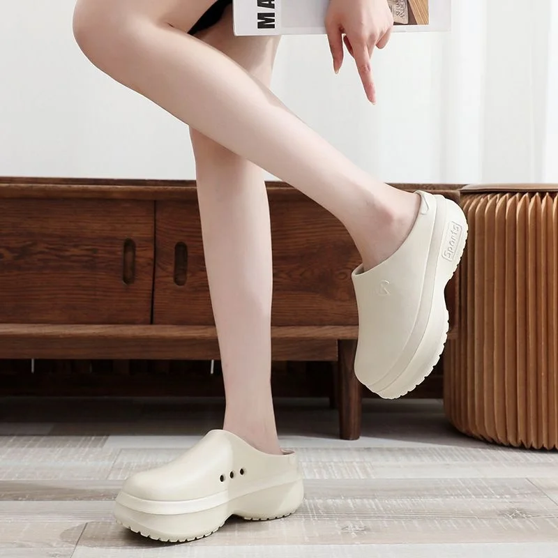 

Новые тапочки с головкой на каблуке, женские летние уличные тапочки Chef Semi Premium Feel Thi Heel Sandals EVA Flat Heel Casual Sle