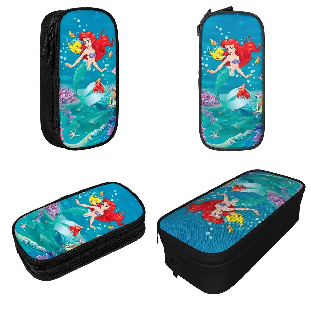 Fun The Little Mermaid Cartoon Pencil Cases Ariel Anime Princess Pencilcases Pen Box Large Storage Pencil Bags Office Stationery