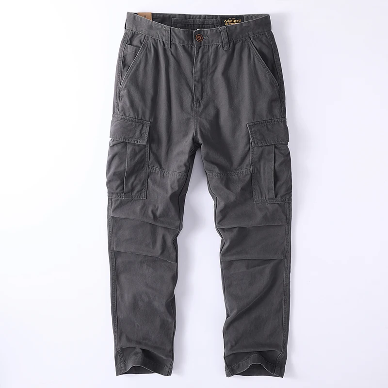 

American Work Casual Pants for Men Loose Large Size Multi-pocket Outdoor Straight-leg Heavy Cotton Tactical Trousers Tough Guys