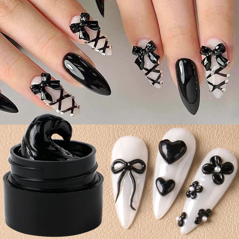 5ml Schwarzes 3D-Modelliergel für Schnelle Nagelverlängerung Elegantes Schnitz-Blumen-Nagelkunst-Formgel Nicht Klebend Handfreundliches Hartgel – Detail 1