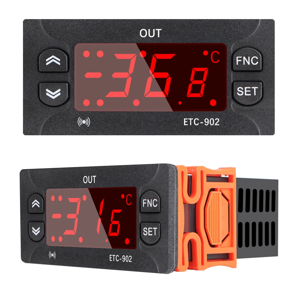 ETC-902 12-24V 110V 220V 디지털 온도 컨트롤러 LED 디스플레이 온도 조절기 (냉/난방 제어 기기 포함) NTC 센서
