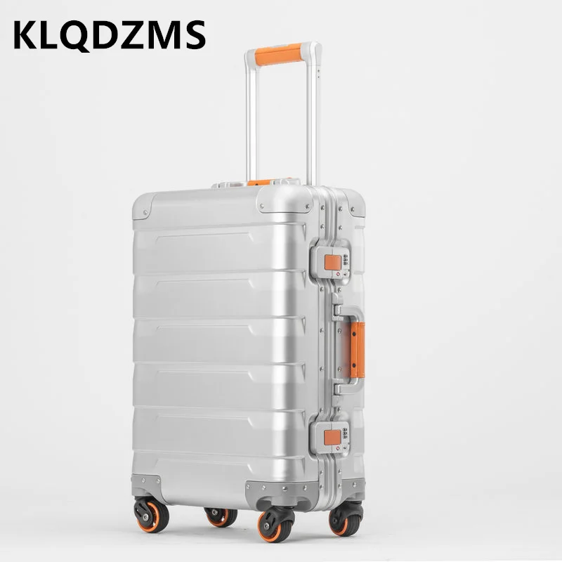 Klqdzms De Nieuwe Full Aluminium Magnesium Legering Bagage Universele Wiel Mannen En Vrouwen Koffer 20 Inch Boarding Doos 24 inch