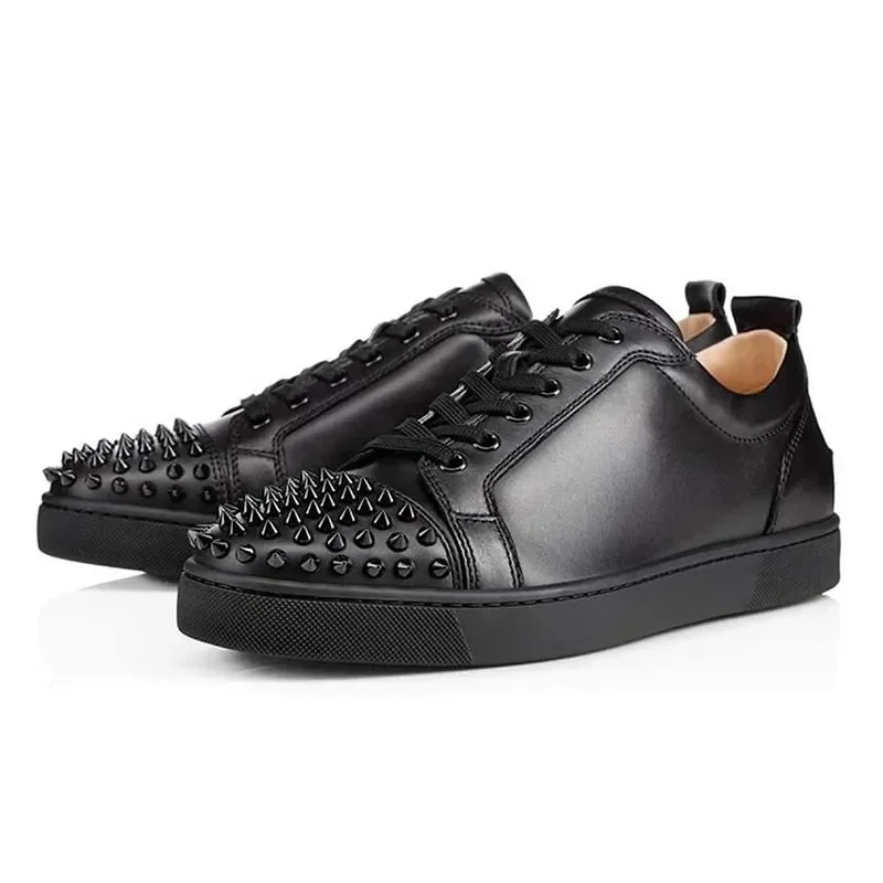 Zapatos transpirables con remaches de suela roja para hombre y mujer, zapatos planos de diseñador de lujo, zapatos informales de marca de tablero de ajedrez