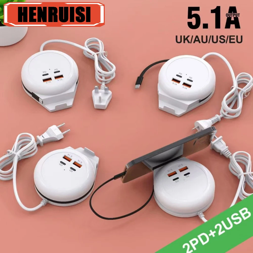 Power Multi Tap Universal Plug EU US UK Outlet Power Strip with 1m Extension Cord AC Type C USB Port Charge Electrical Socket