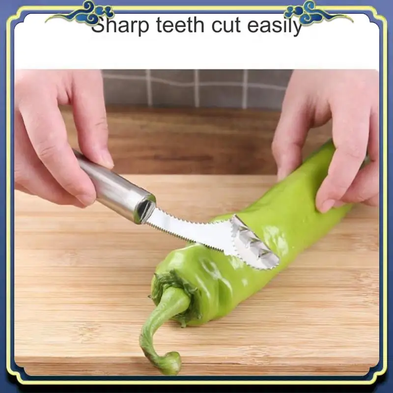 Latest Pepper Seed Corer Remover,Stainless Steel Pepper Seed Corer Remover With Serrated Teeth,Portable Vegetable Seed Remover