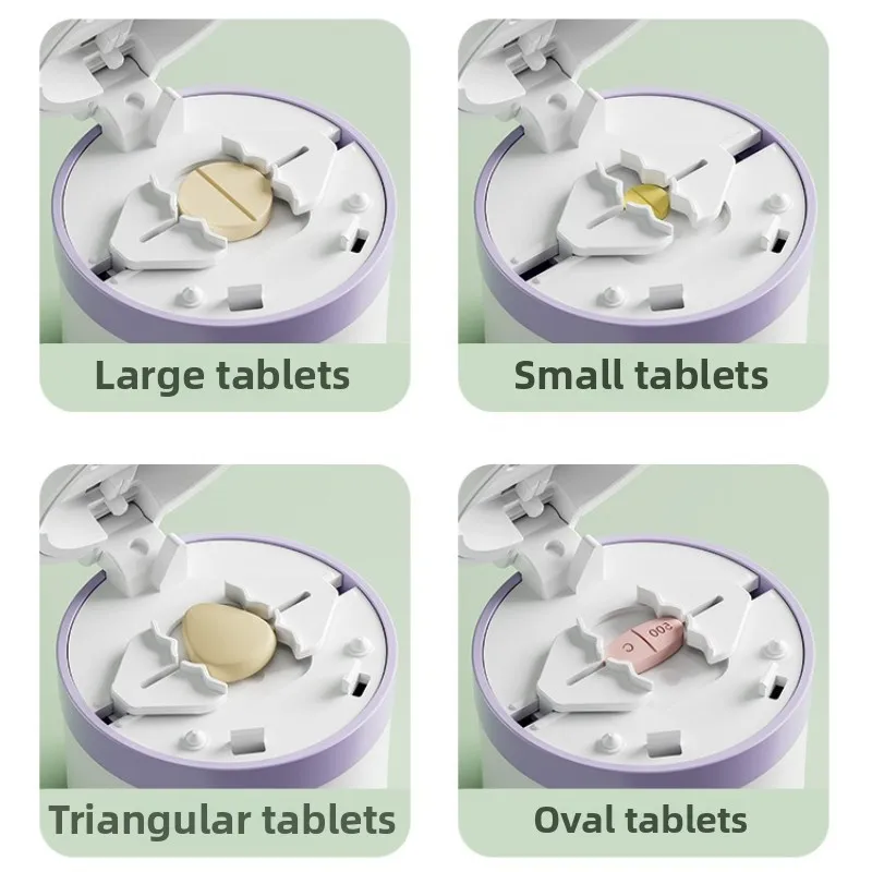 صندوق حبوب منع الحمل 2 في 1 محمول مع قاطع حبوب لقطع حبوب صغيرة أو حبوب كبيرة في علبة منظم حبوب السفر بنصف ربع