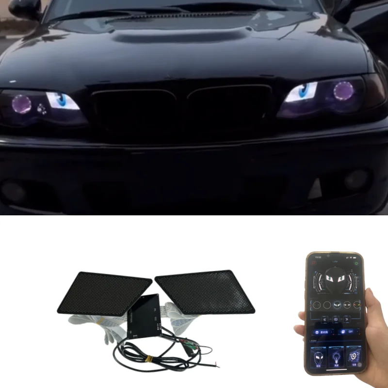 

Car Devil Eyes Light Modification Winking Eye DIY Animation Led Display Turn Signal Lamp Fog Lamp Decor APP Control Pixel Panel