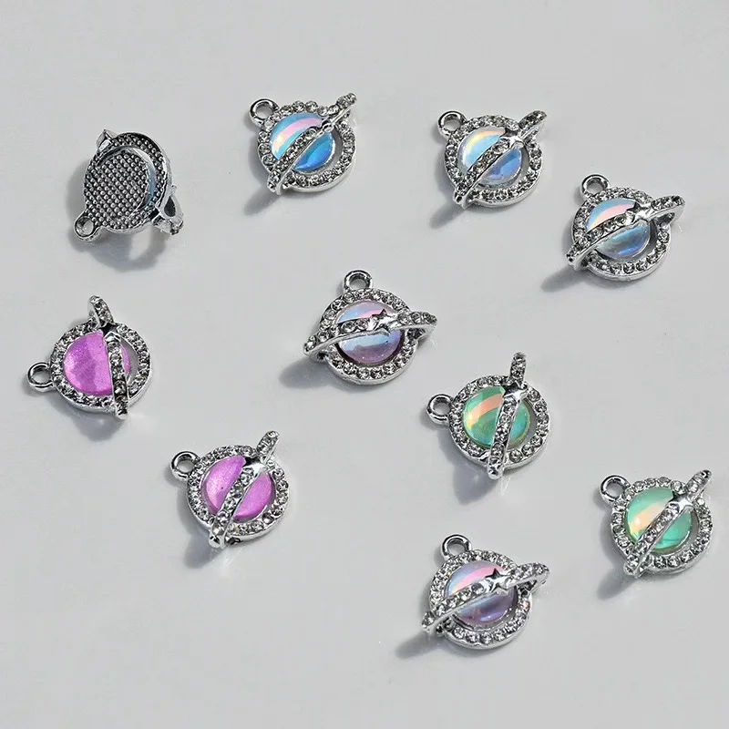 

10pcs 17*16mm Alloy Charms Crystal Planet Pendant For Making Diy Jewelry Bracelet Necklace Earrings Handmade Accessories