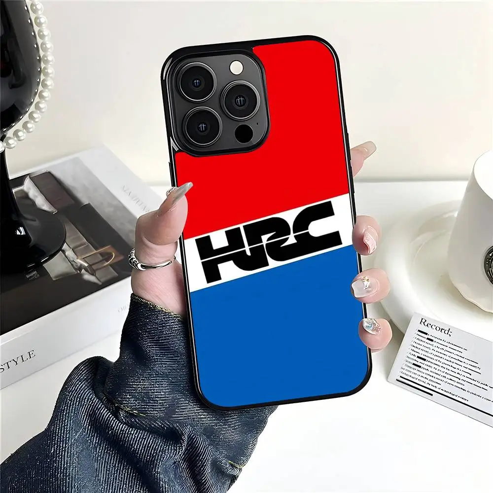 Rot-blaue HRC Handyhülle für iPhone 17 Air 16 15 Pro Max 14 Plus 13 12 11 Schwarze Harte PC Sturzsichere Rückabdeckung