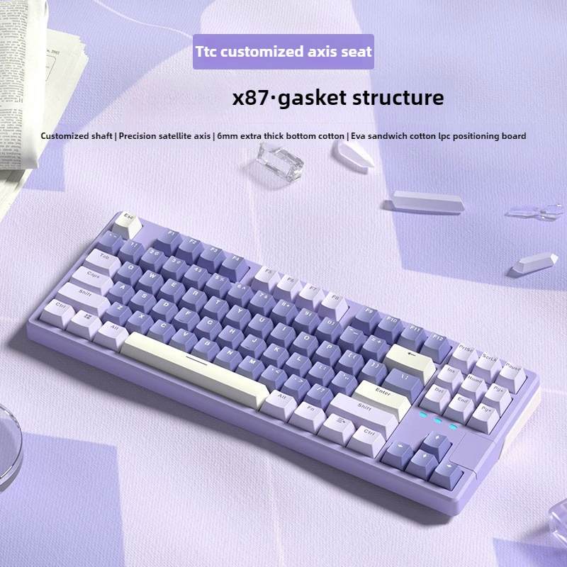 

X87 Mechanical Keyboard Customized RGB Lighting PBT Keycap Hot Swap GASKET Structure Gaming Keyboard