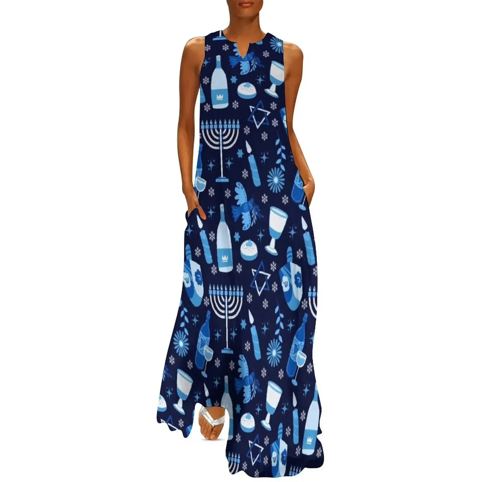

Happy Hanukkah Pattern Hanukkah Pattern Lovers Long Dress women dress Woman dresses Woman clothes Dress