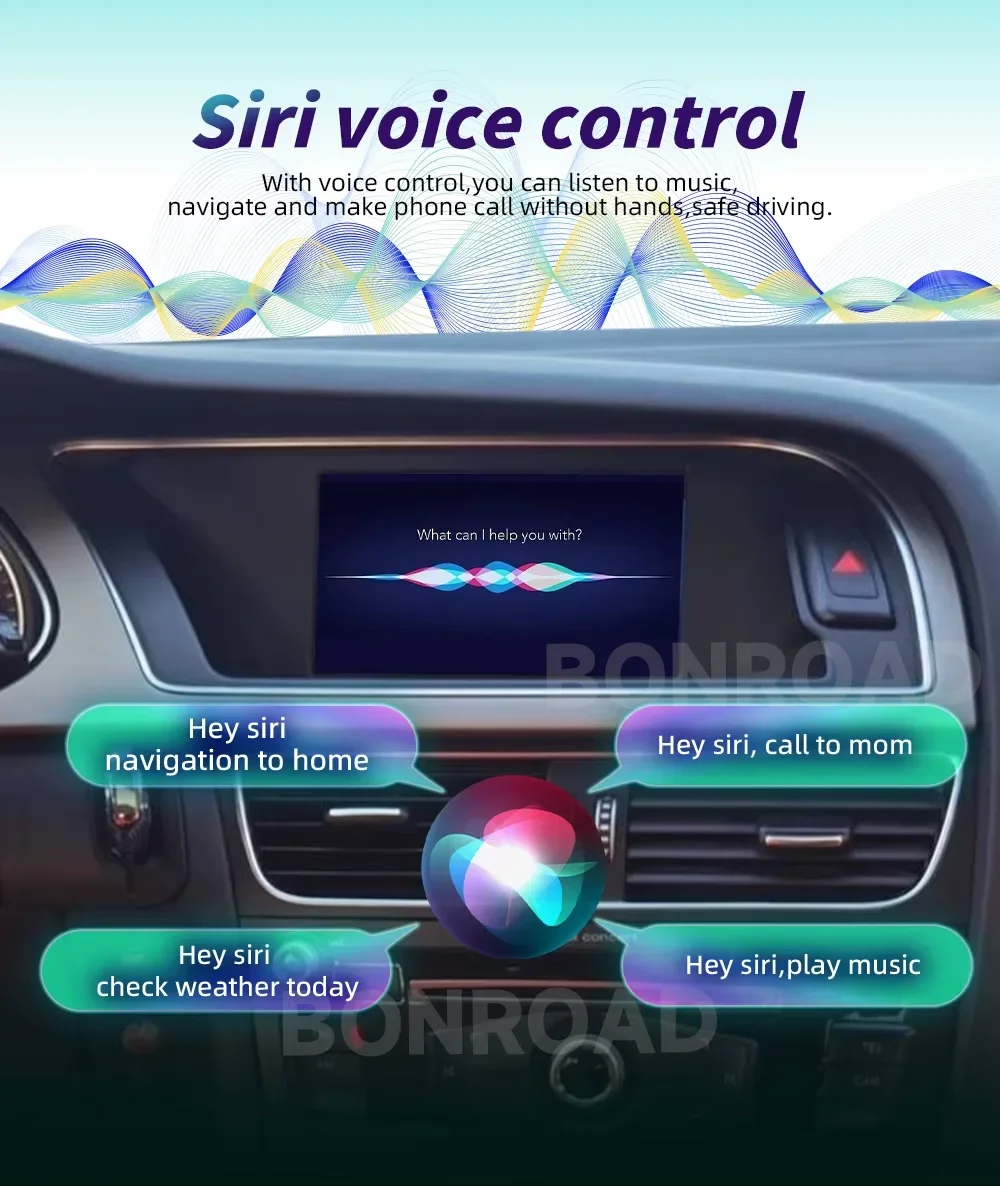 BONROAD Wireless CarPlay Android Auto Interface Adapter لأودي A4 B8 A5 Q5 2009-2015 مع AirPlay Mirror Link Bluetooth