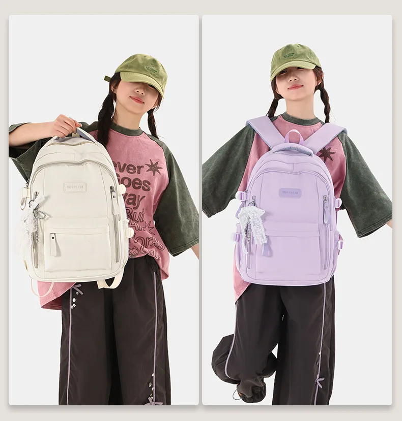 New Female High Capacity Waterproof College Backpack With Lace Pendant Trendy Women Laptop School Bags Cute Girl Travel Book Bag