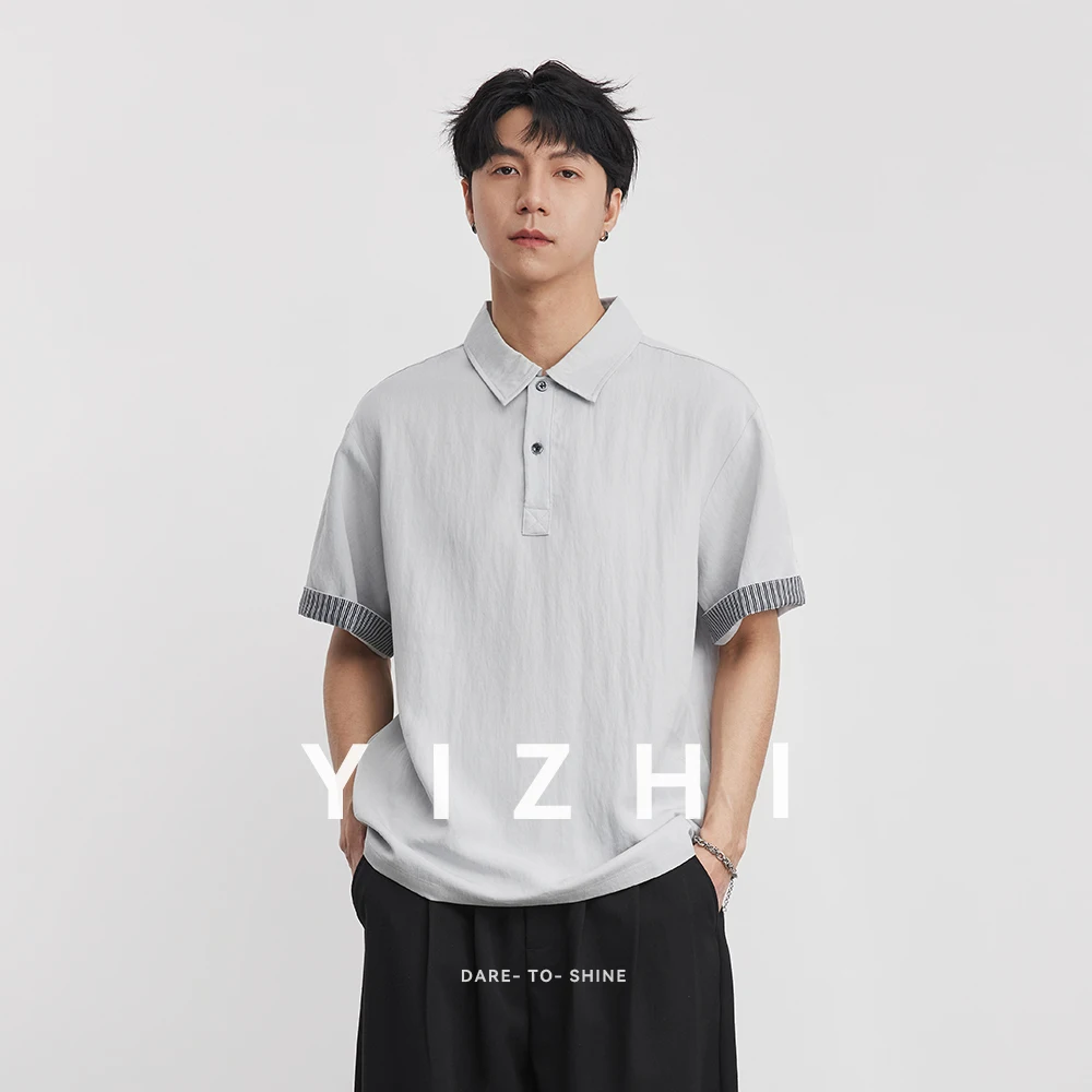 Simple Striped Short-sleeved POLO Shirt T-shirt For Men Summer 2026 New Trendy Versatile Slim T-shirt