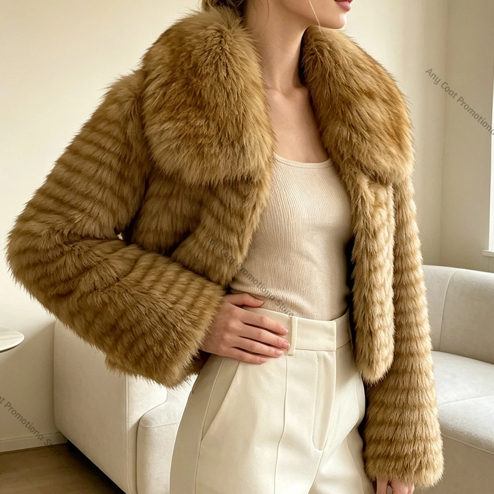 Winter Fur Coat Soft Fox Fur Coat Luxury Real Fox Fur Jacket Fluffy Fur Elegant Cold Weather Luxury Winter Outerwear Slim Fit