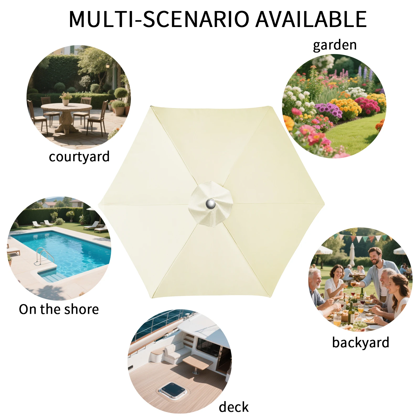 Waterproof Replacement Umbrella Cloth 6Ribs/8Ribs Parasol Replacement Cover Market Patio Umbrella Cloth Canopy Cover Shade Sail image 6
