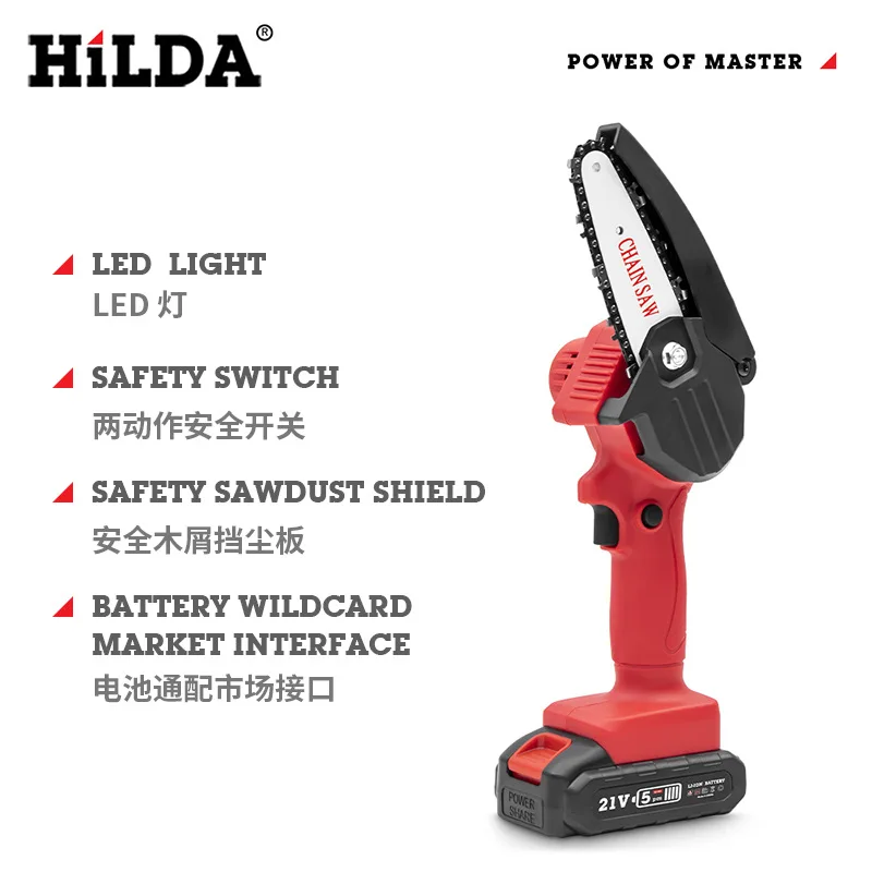 Rechargeable Cordless Mini Electric Chain Saw One-hand Woodworking Electric Saw Garden Tools Portable Lithium Battery Chain Saw