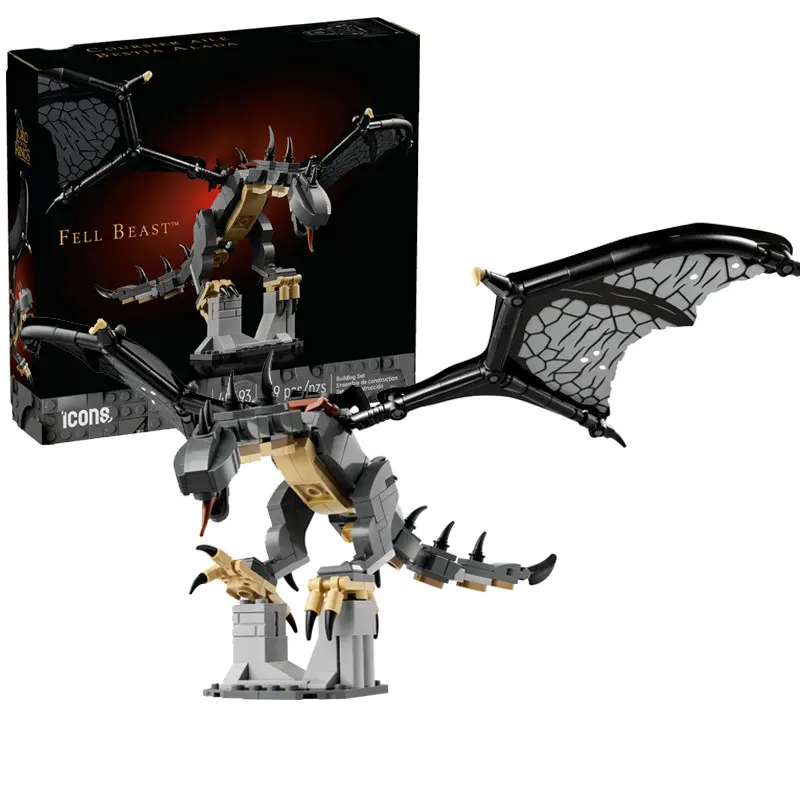 

269PCS Lord Rings Fell Beast Black Dragon Building Blocks With 1 Figure Movie Flying Dragon Assemble Bricks Toy Kid Boy Gift